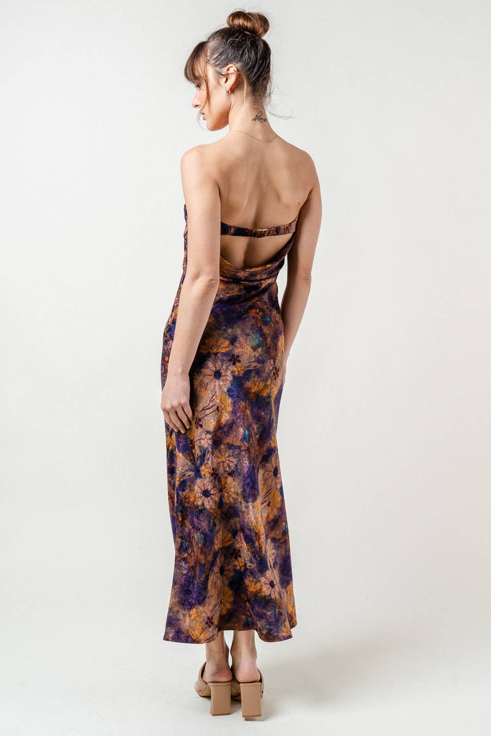 Purple Multi Strapless Maxi Dress