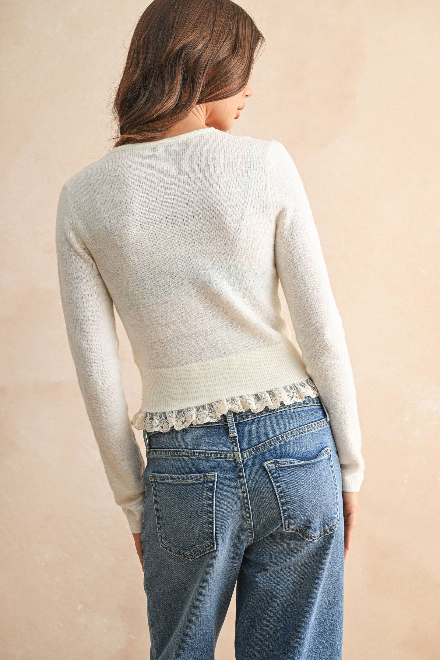Lace Contrast Cardigan