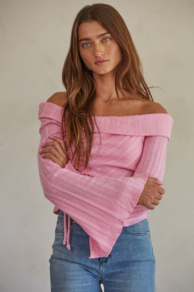 Ruched Pink Fold Over Top