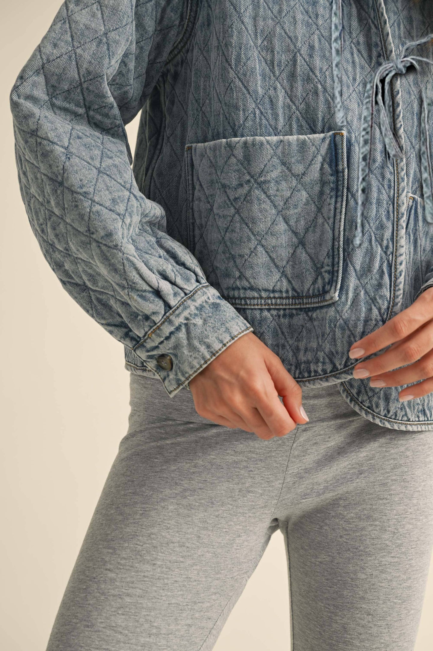 Quilted Tie Denim Jacket