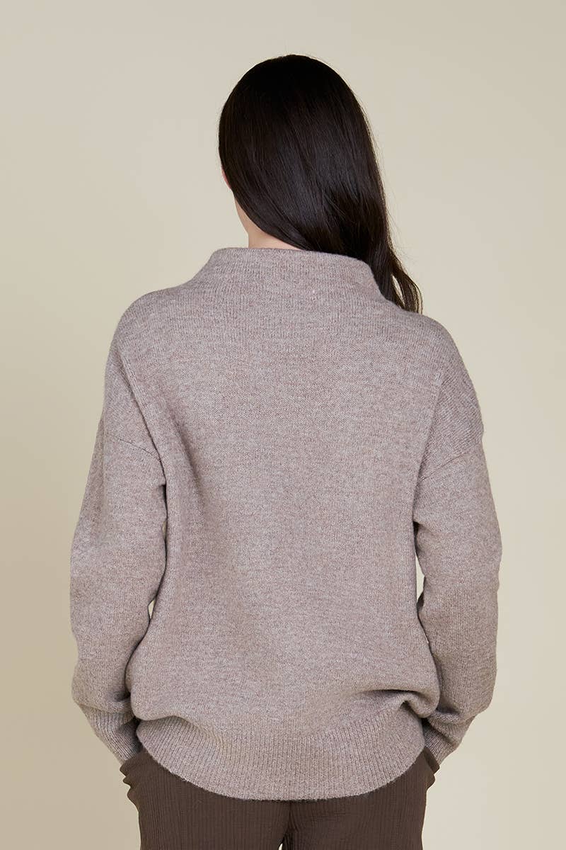 Funnel Neck Sweater - Taupe