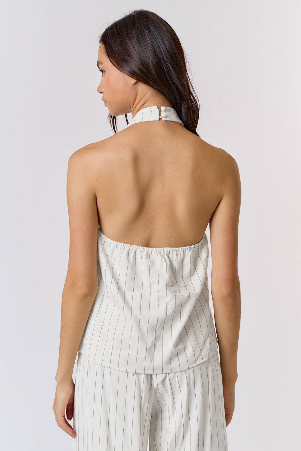 Linen Stripe Halter Neck Top