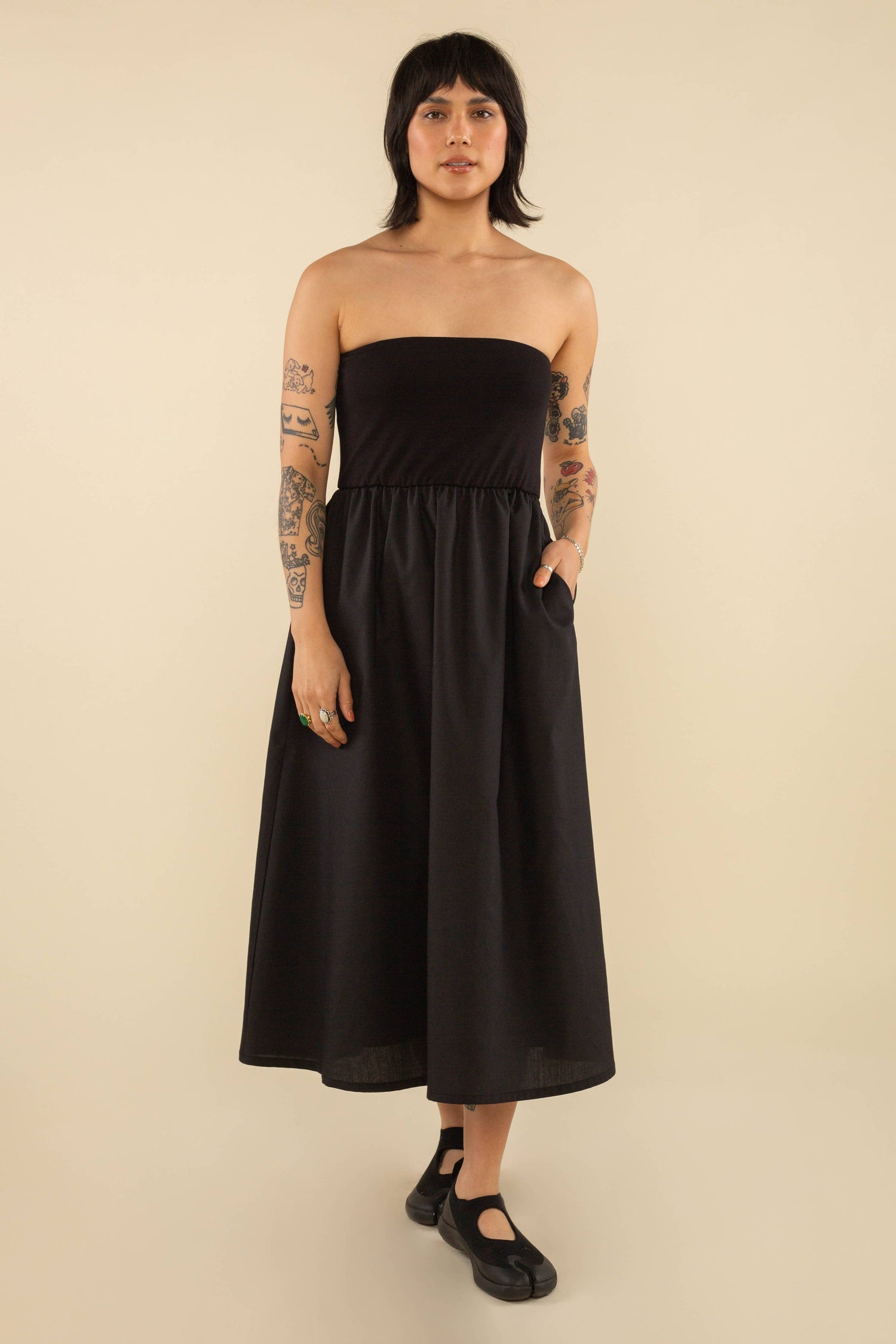 Johnny Tube Top Midi Dress - Black