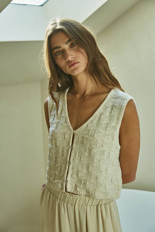 Natural Check Sweater Vest