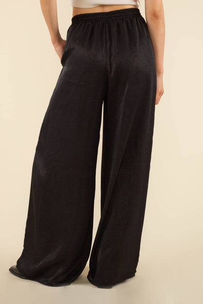 Florence Satin Pants: Black