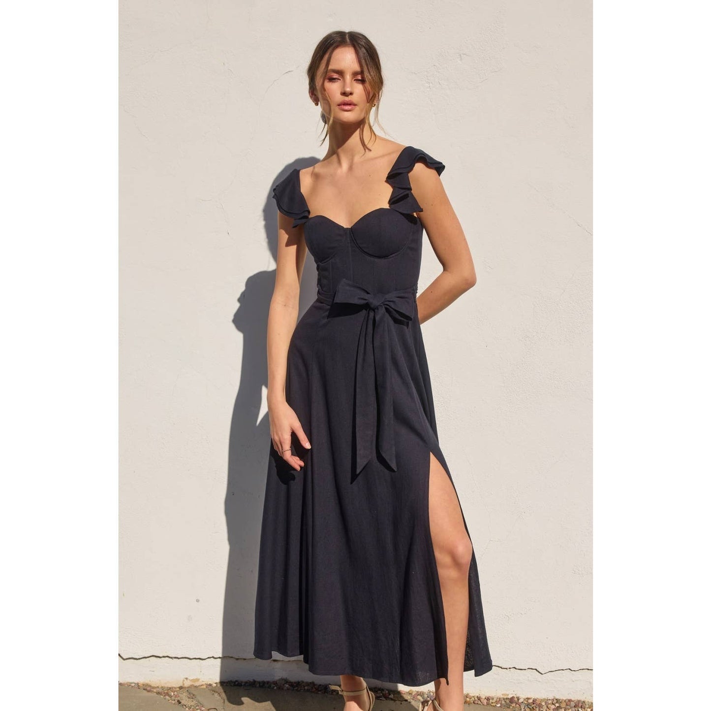 Heaven Sent Flutter Dress - Navy