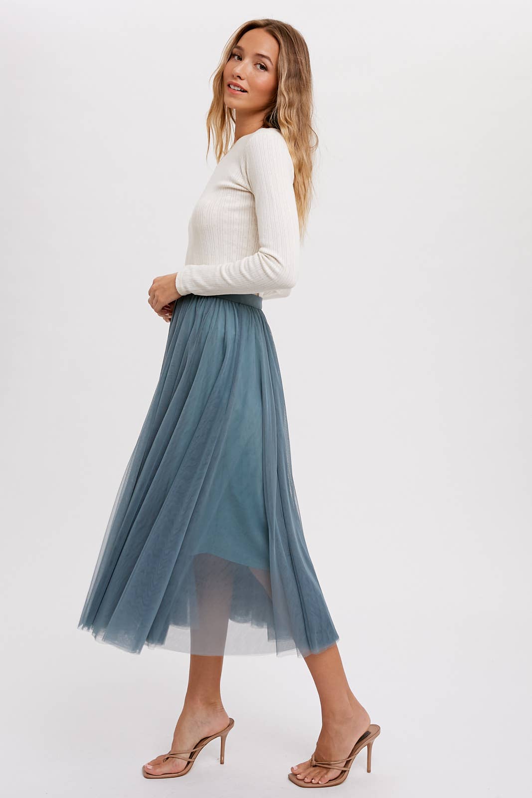 Tulle Midi Skirt - Dark Mint