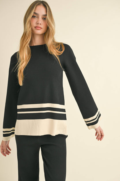 Border Stripe Knit Long Sleeve