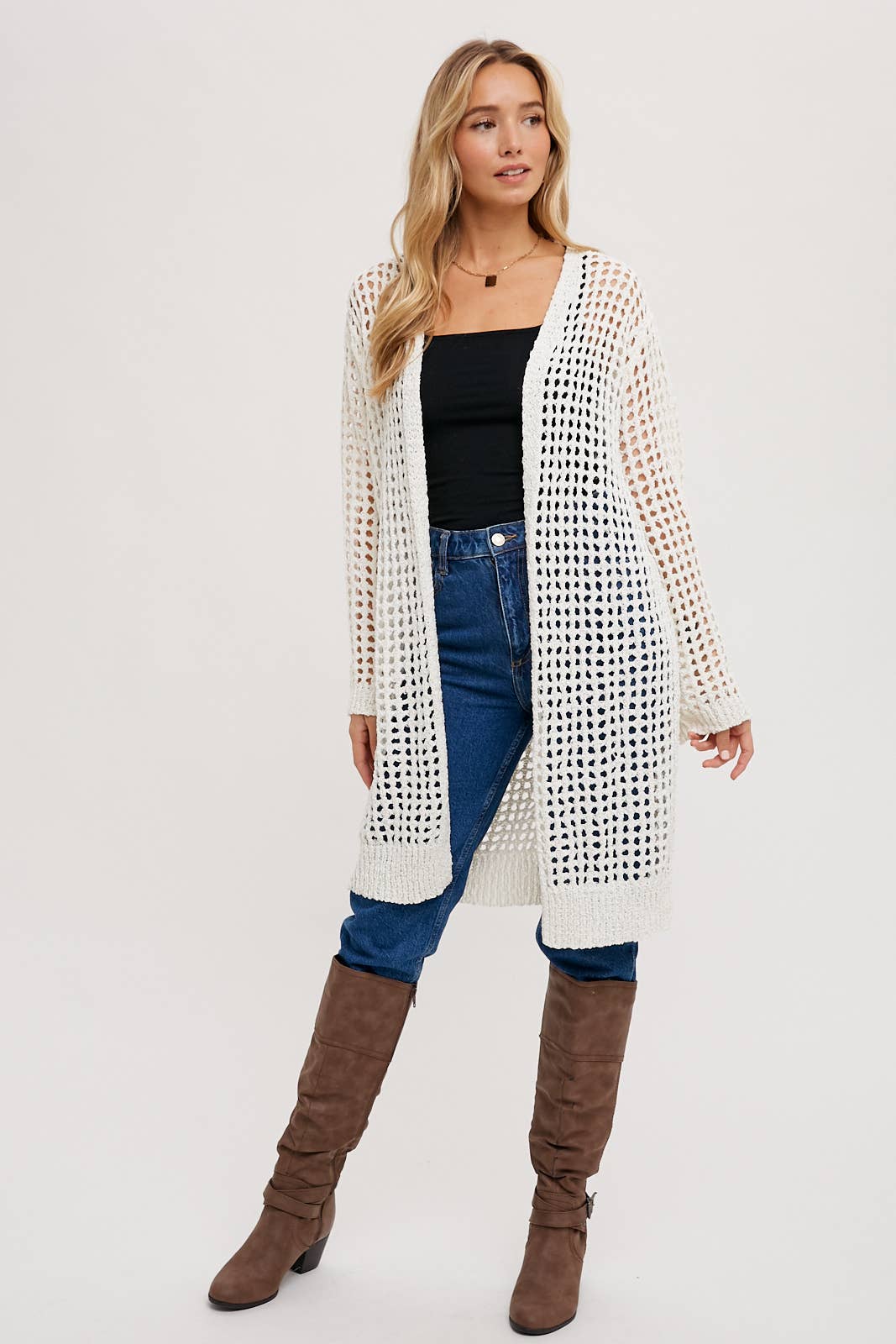 Open Knit Longline Cardigan