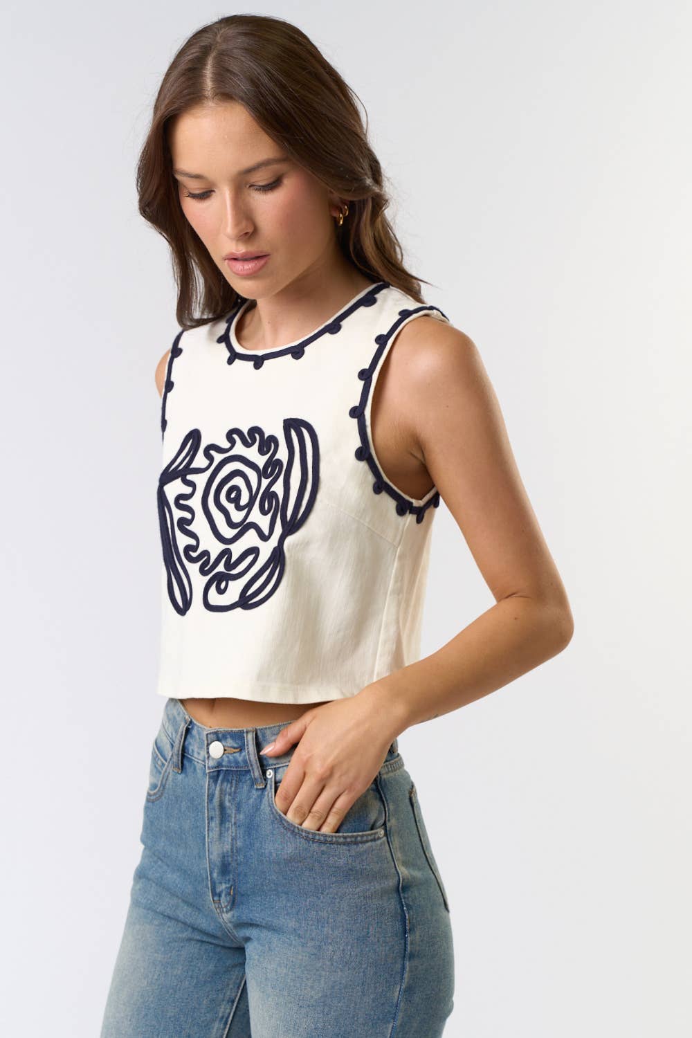 Cord Detailed Vest Top