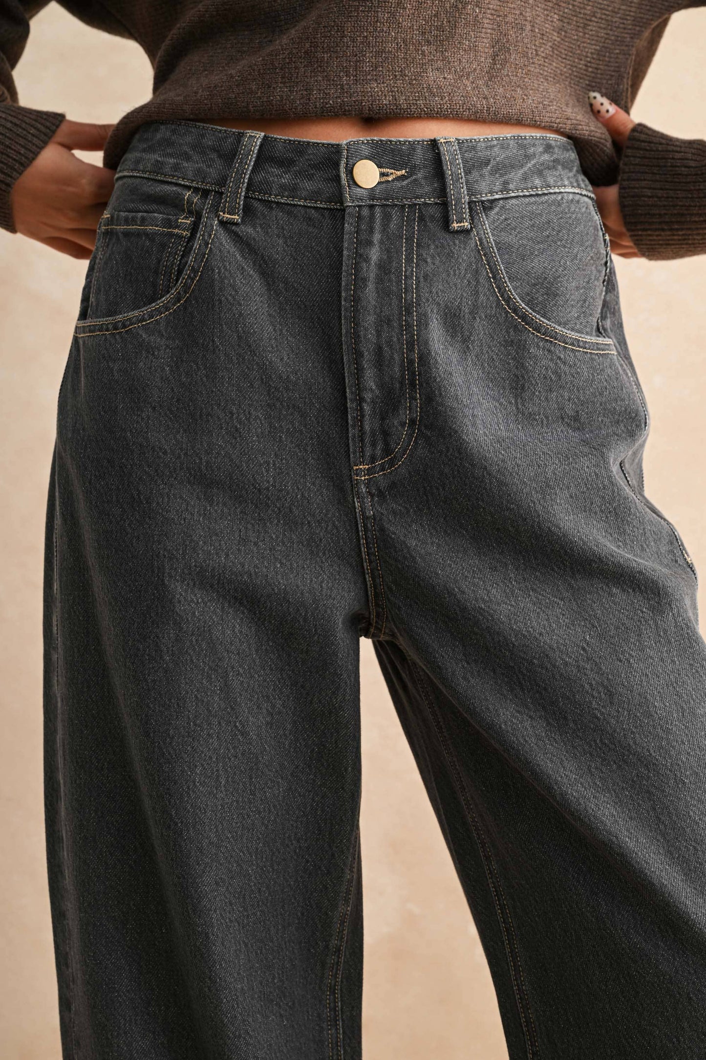 Cuffed Grey Wash Pants