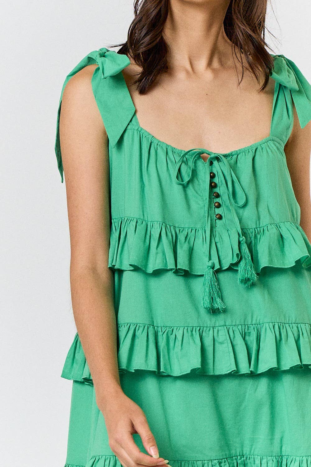 Green Maxi Ruffle Dress