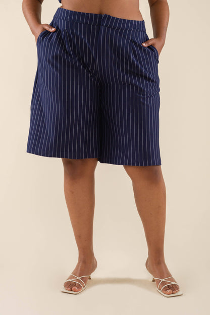 Noah Pinstripe Long Shorts