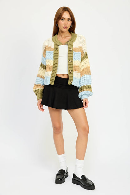 Bubble Sleeve Multi Knot Cardigan