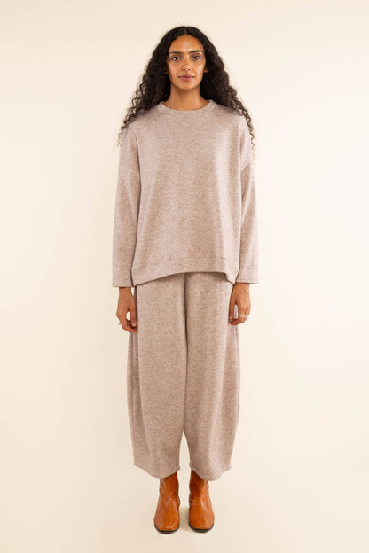 Orion Knit Lantern Pant: Dk Oatmeal