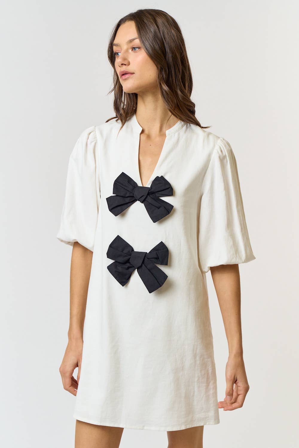 Bow Tie Linen Mini Dress