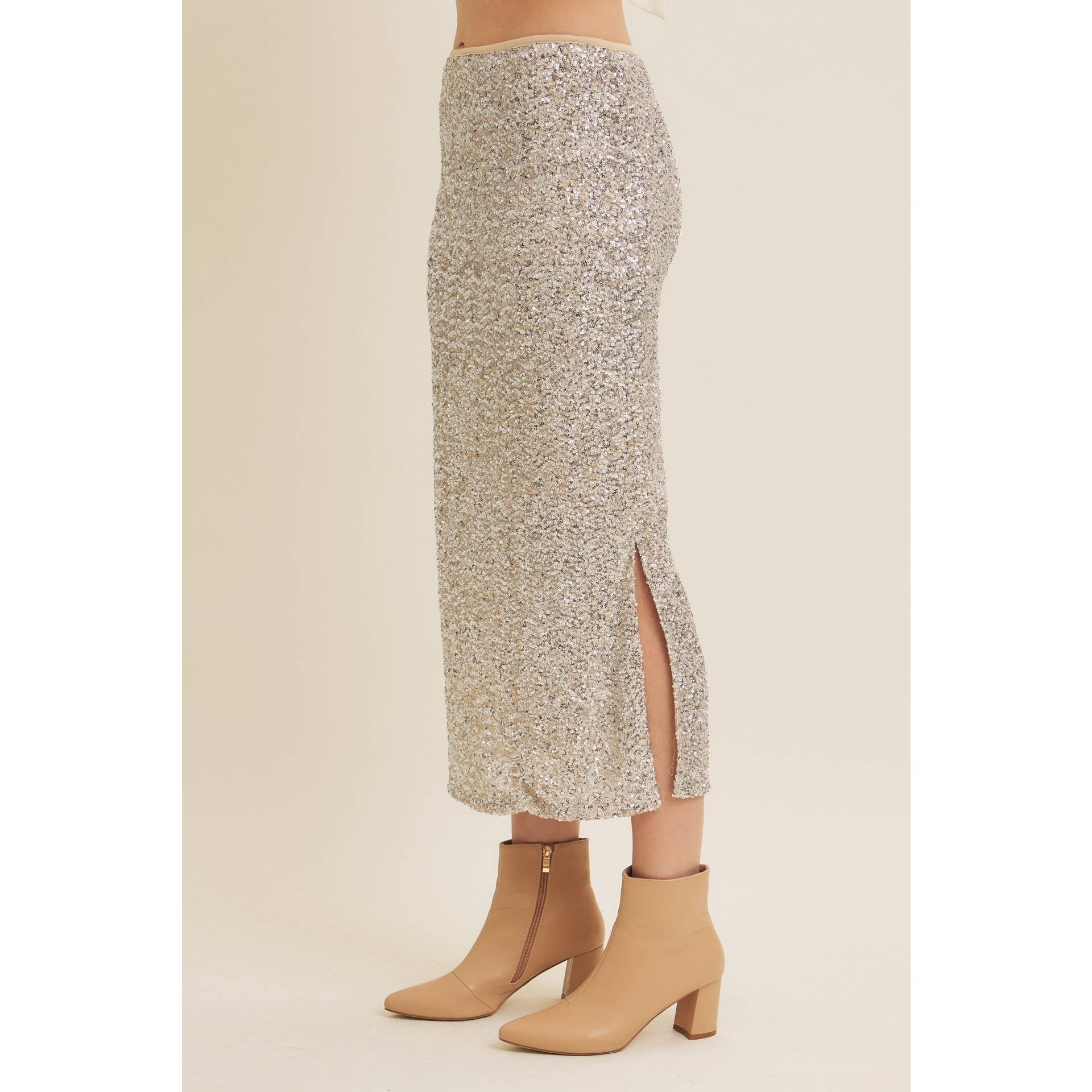 Stretchy Sequin Midi Skirt