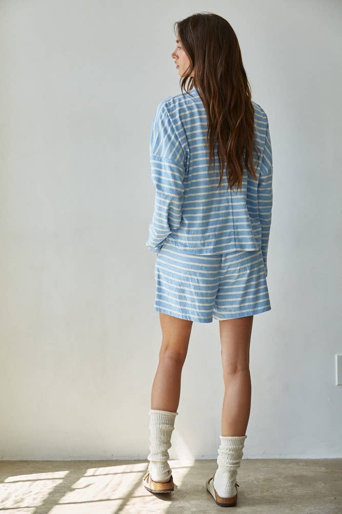 Blue Stripe Long Sleeve Top