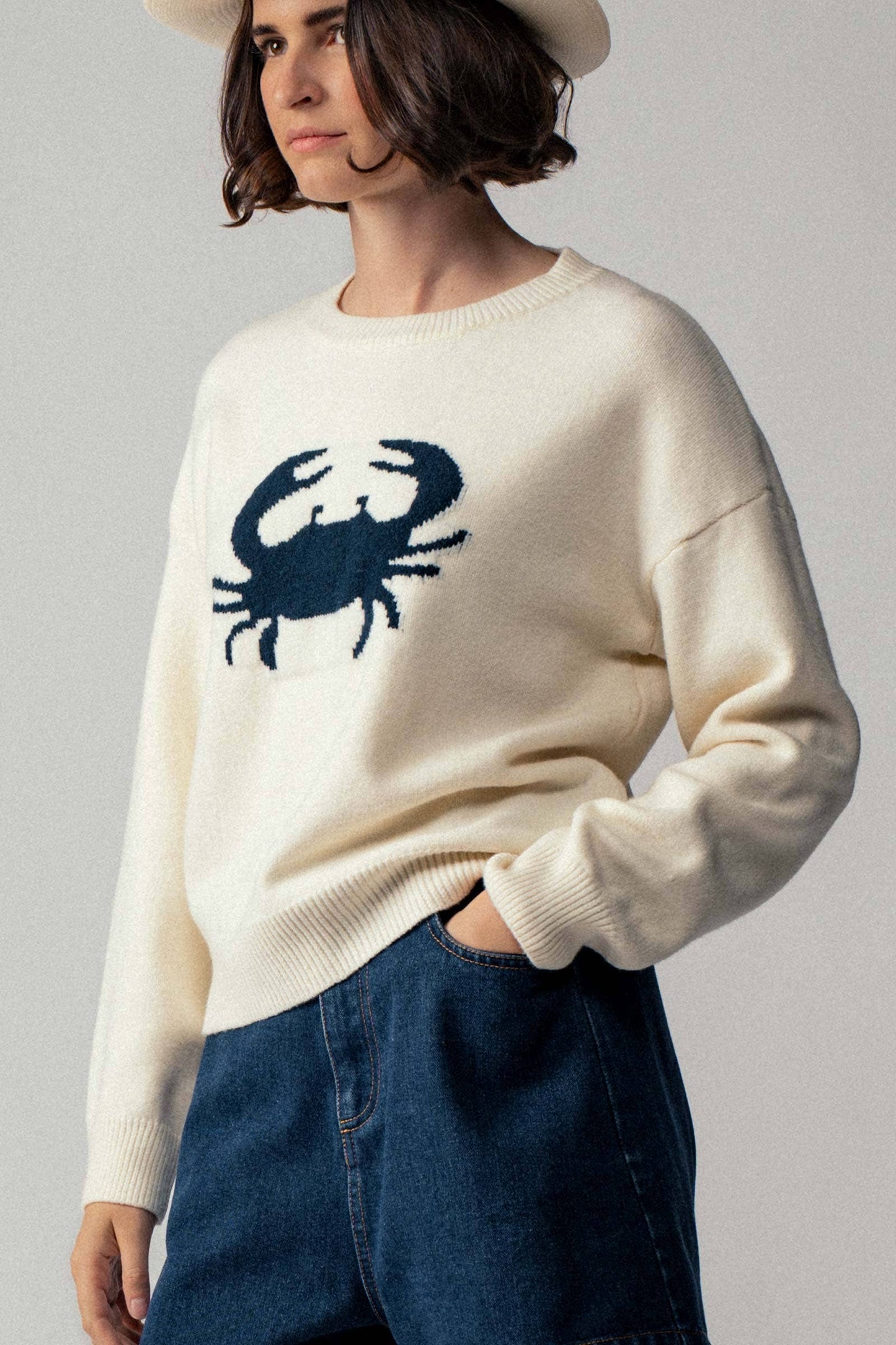 Cream Crab Knit Sweater