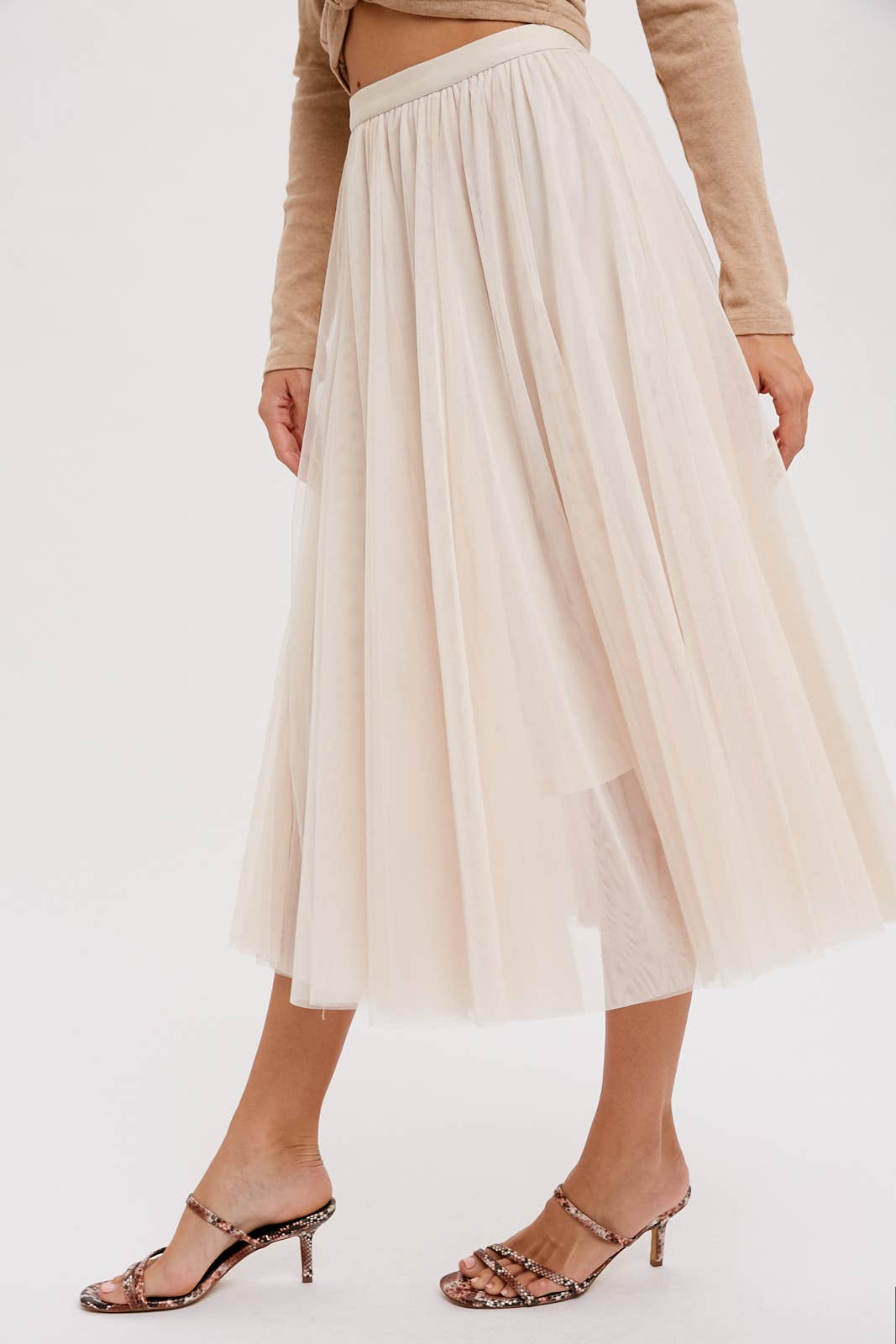 Tulle Midi Skirt - Shell