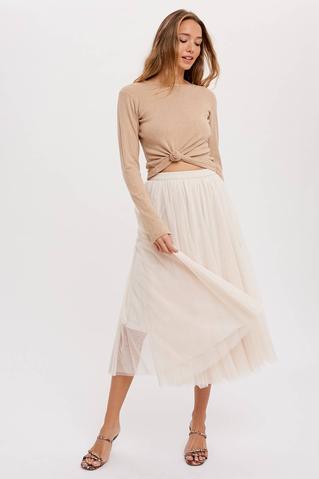 Tulle Midi Skirt - Shell