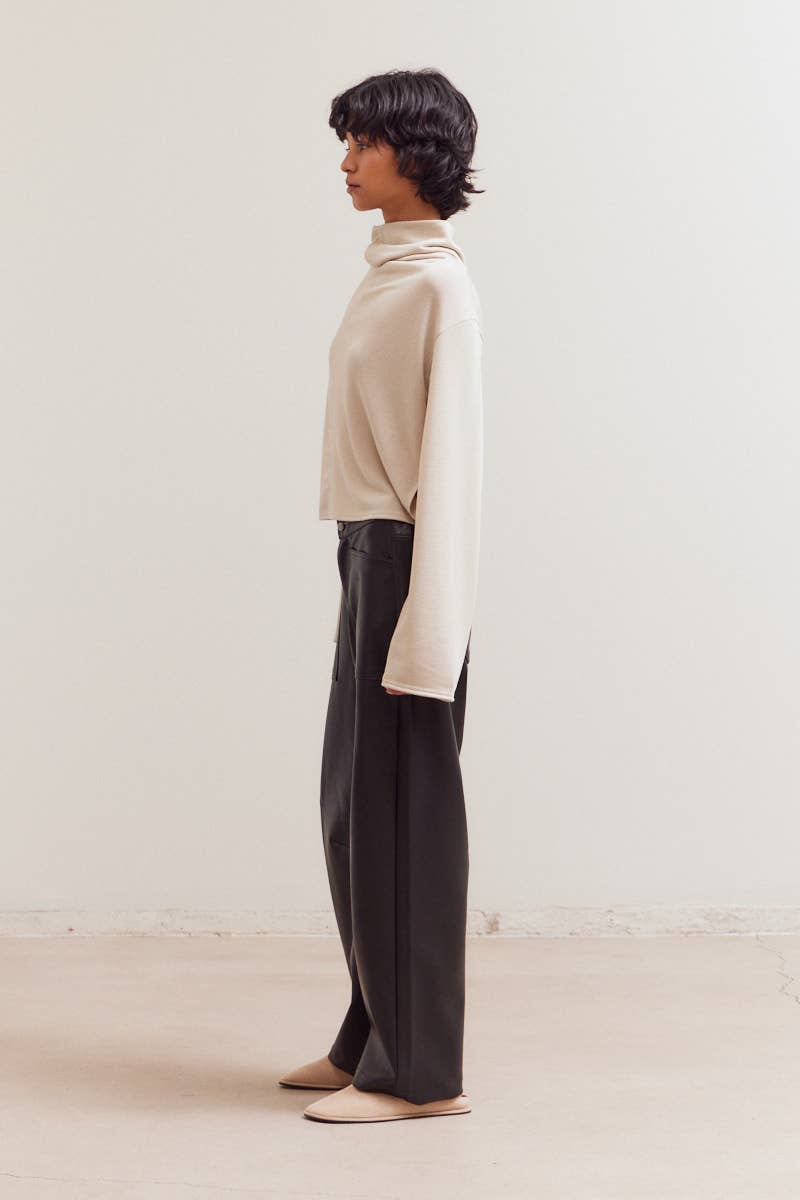 Cowl Neck Loose Top - Ecru