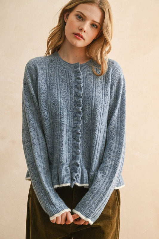 Ruffled Blue Cardigan