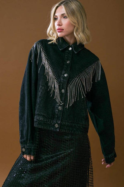 Black Denim Sparkle Jacket