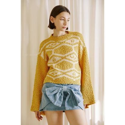 Mustard Abstract Sweater