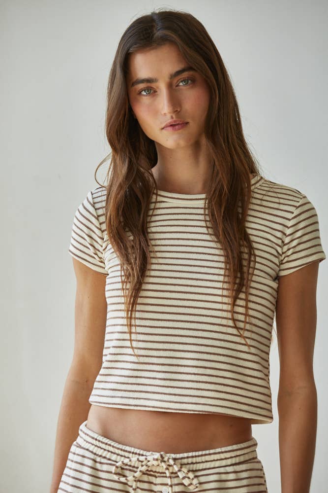 Cream Mocha Stripe Short Sleeve
