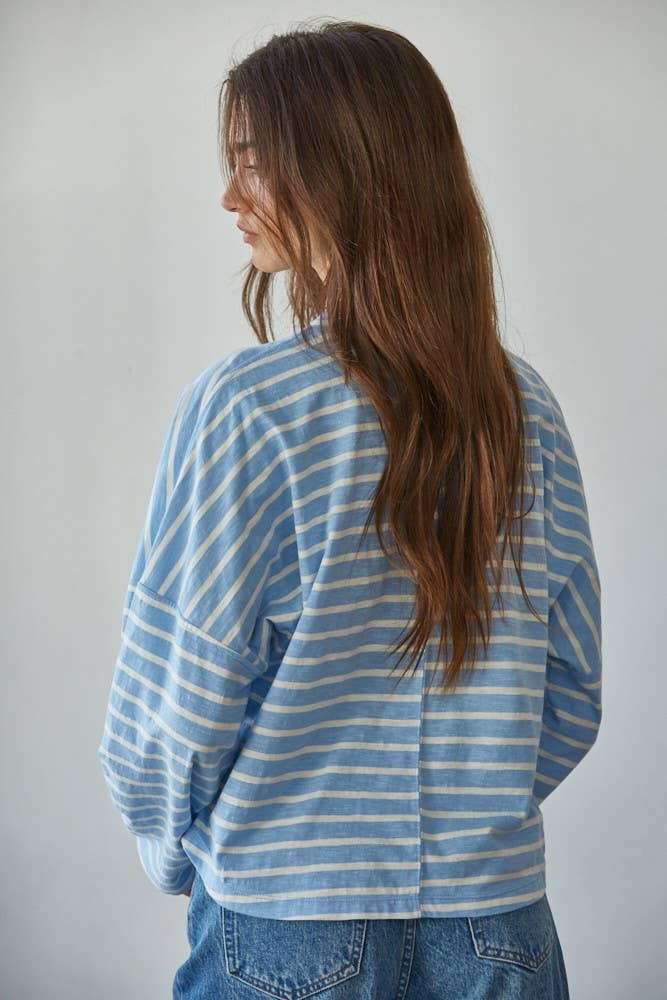 Blue Stripe Long Sleeve Top