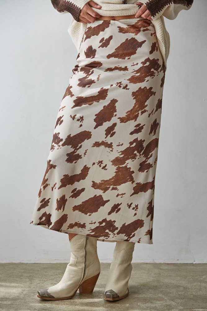 Cow Print Midi Skirt