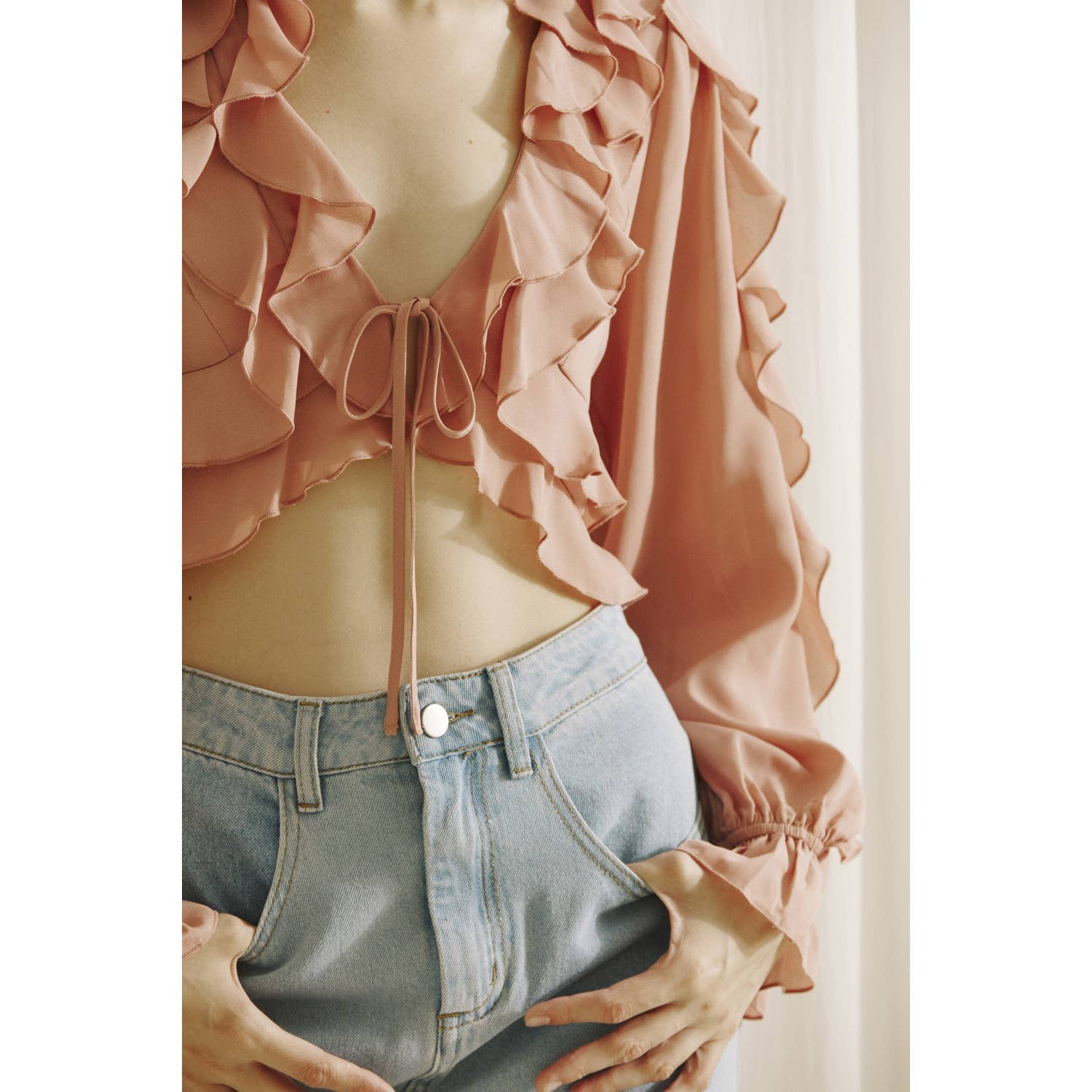 Mauve Ruffled Crop Top