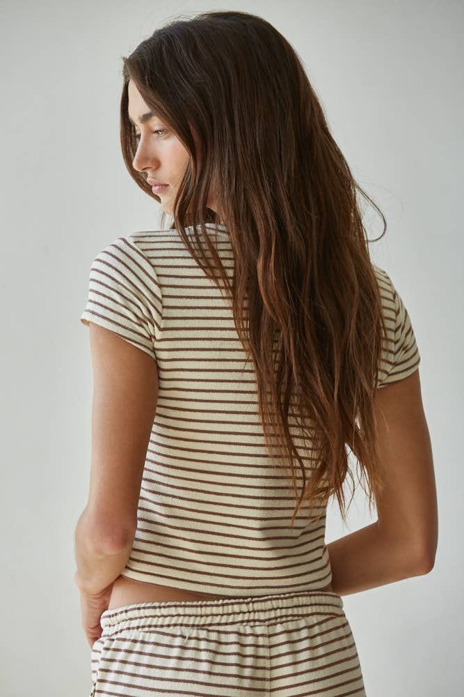 Cream Mocha Stripe Short Sleeve