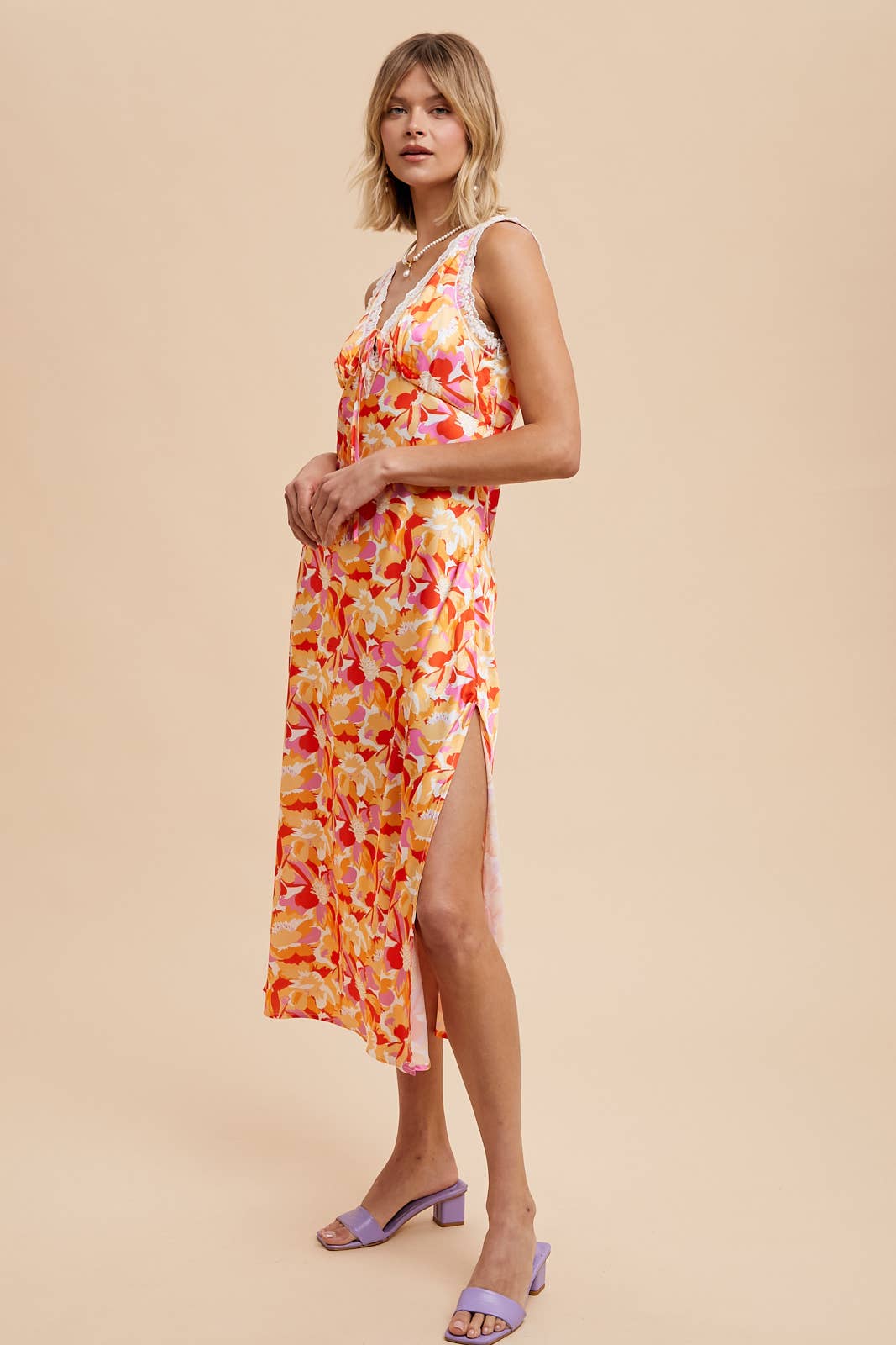 Papaya Multi Satin Floral Dress