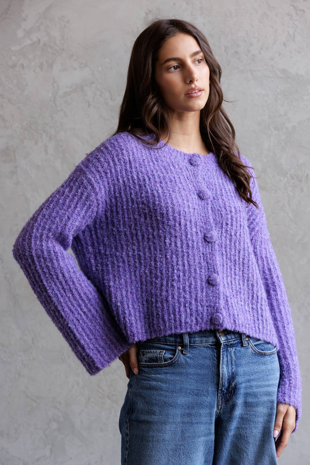 Purple Knit Cardigan