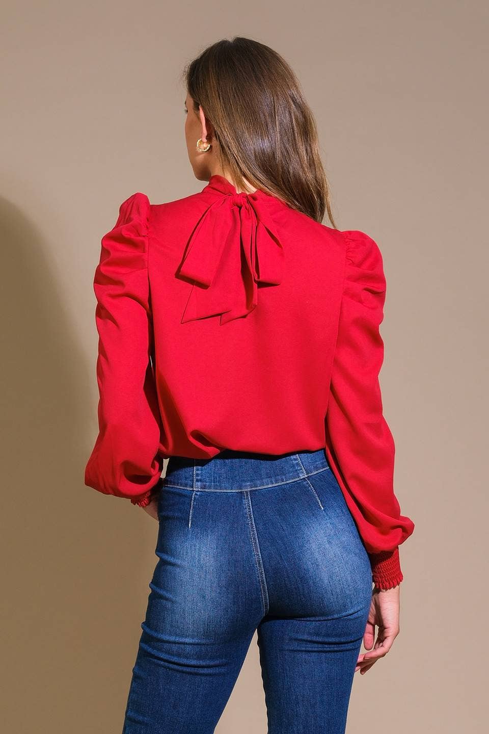 Red Solid Woven Blouse