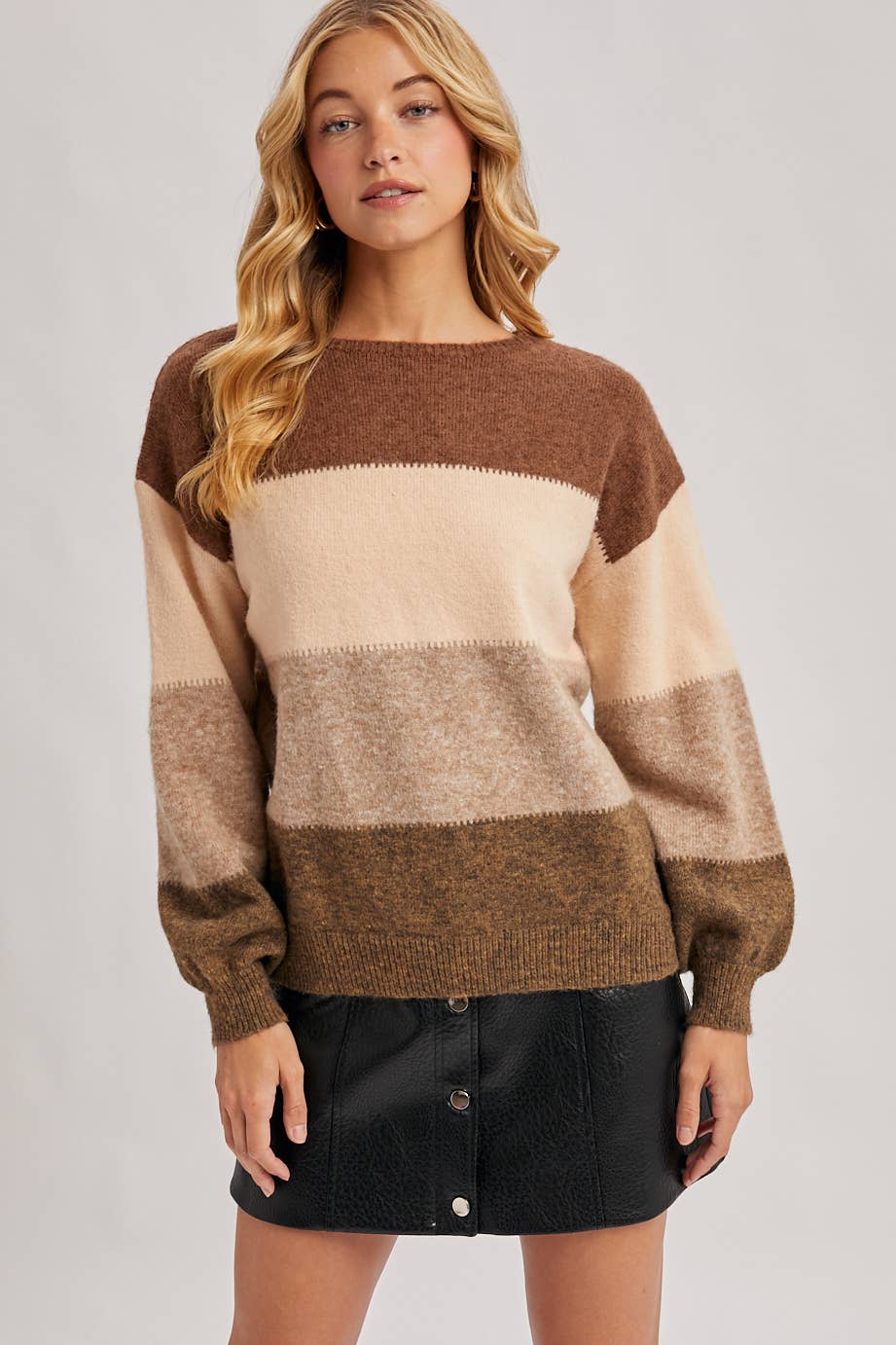 Color Block Pullover - Mocha
