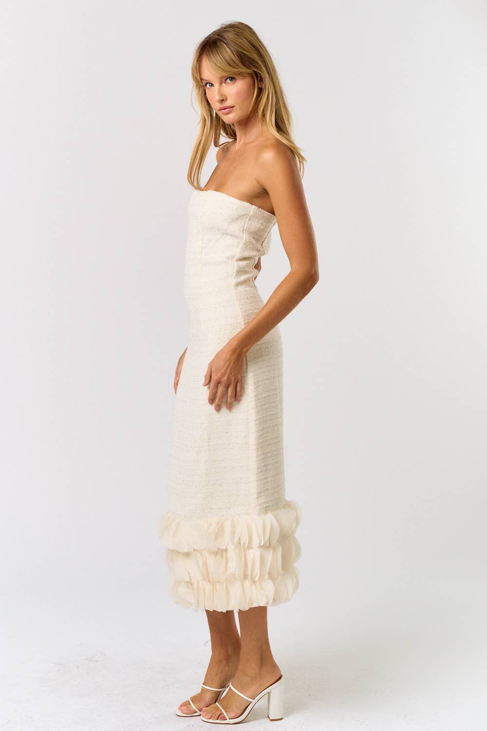 Tweed Strapless Maxi Dress