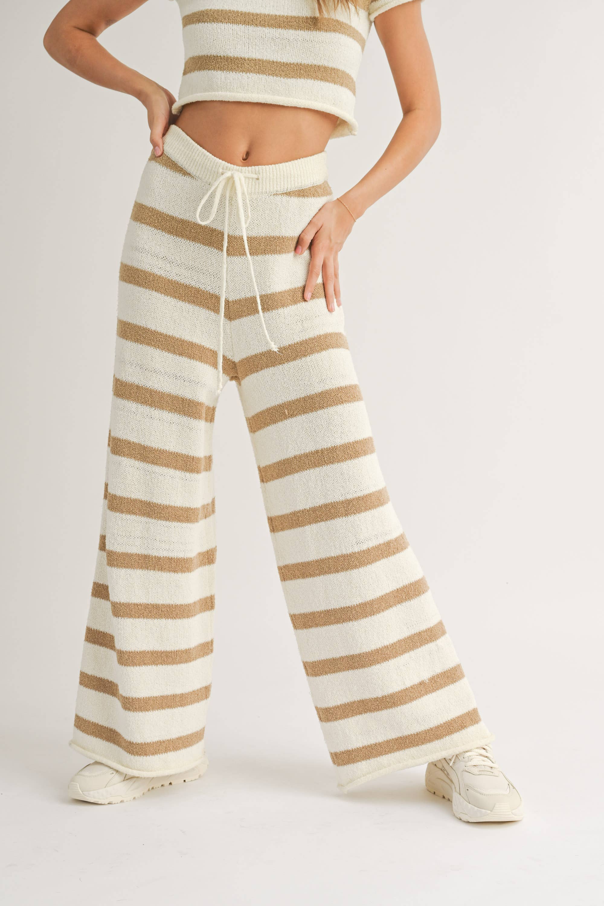 Tan Pattern Striped Pants