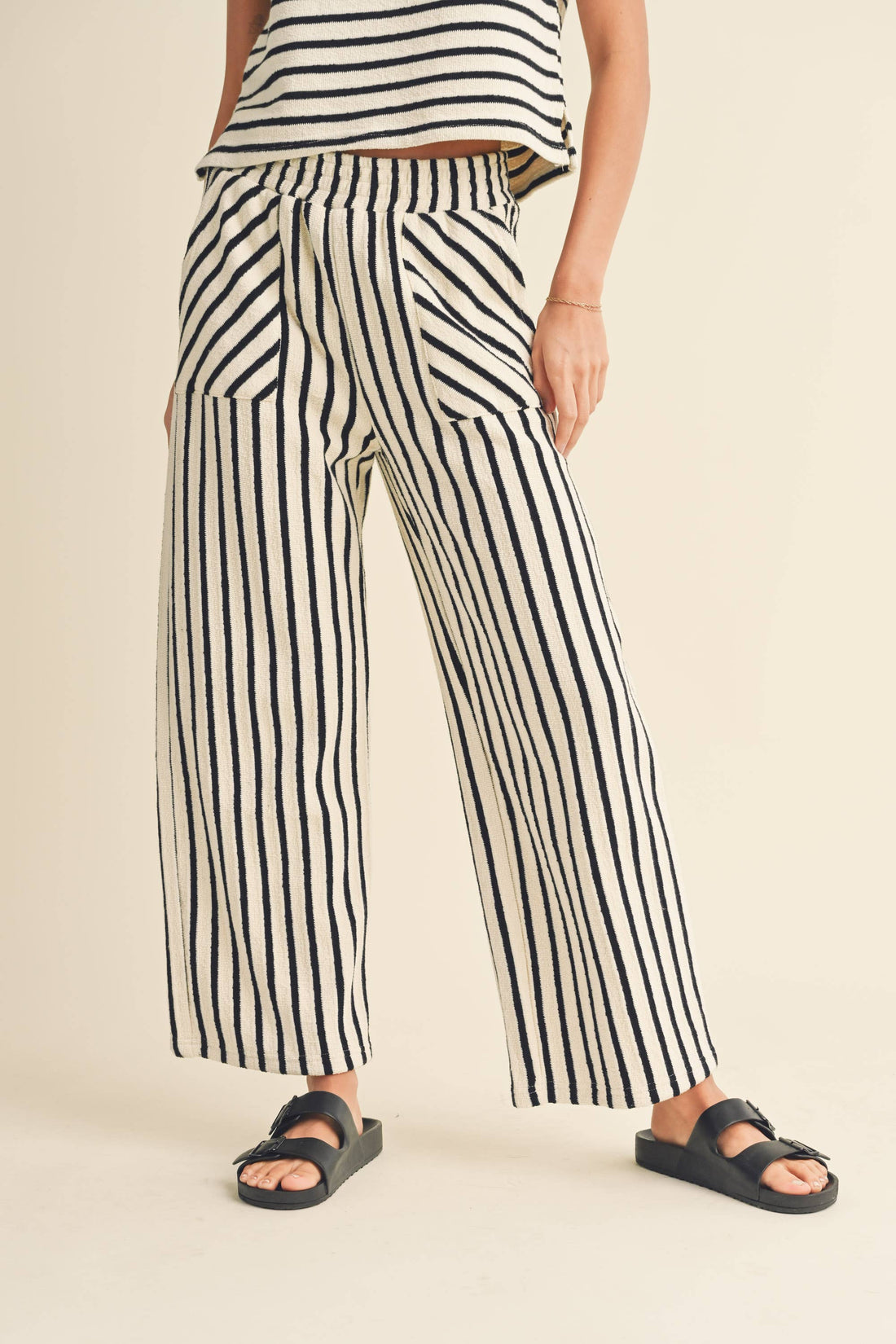 Textured Stripe Knit Pants