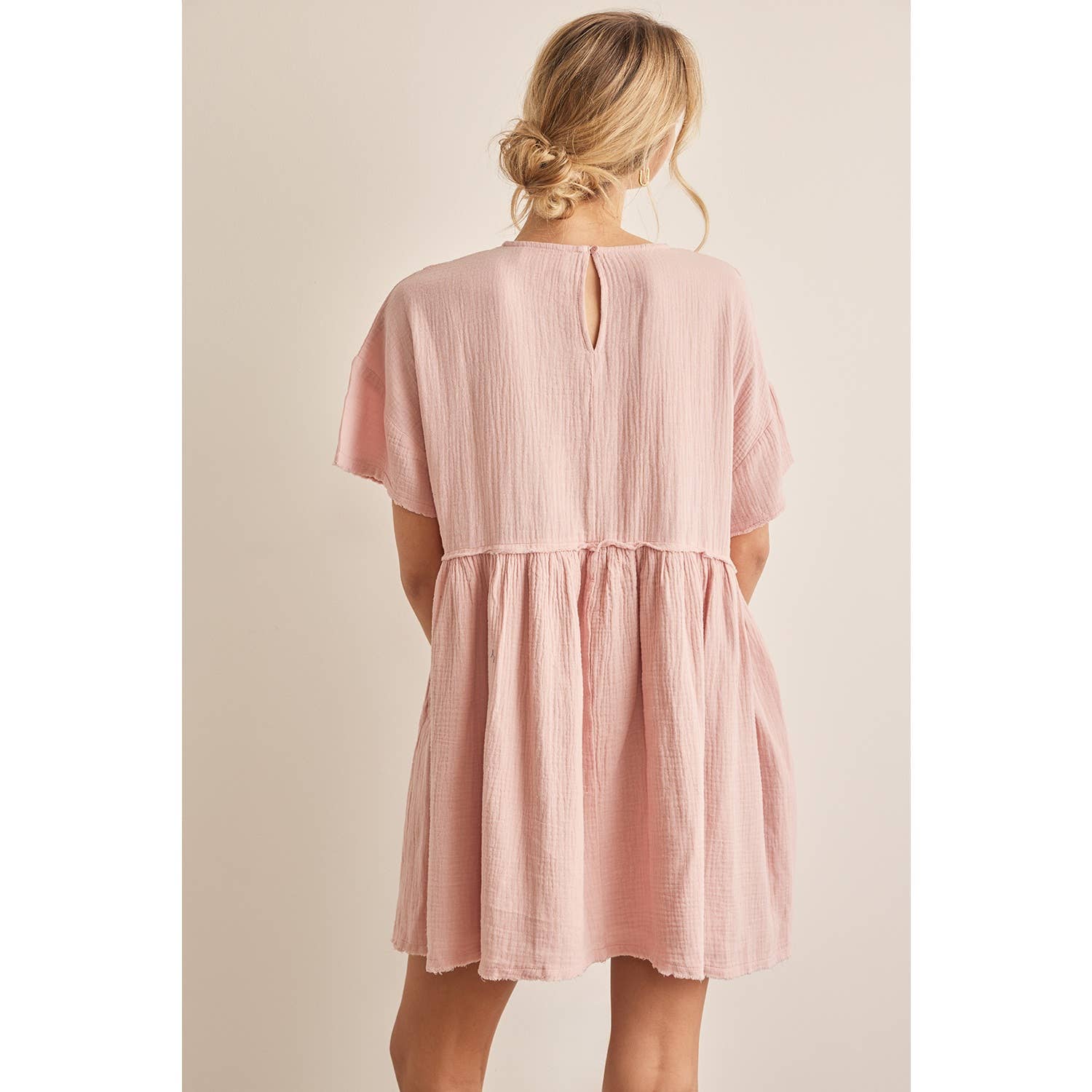 Blush Gauze Short Sleeve Dress