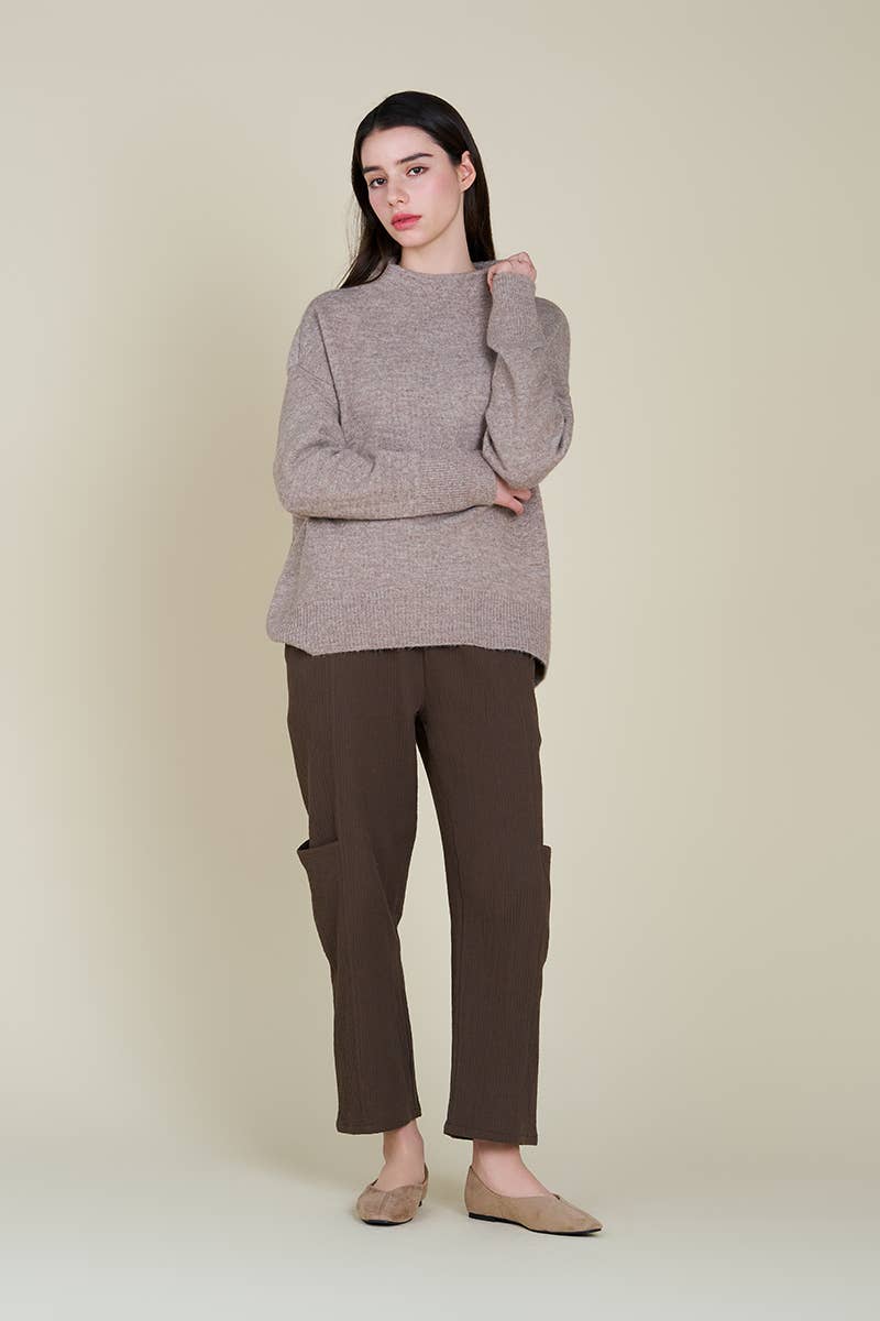 Funnel Neck Sweater - Taupe