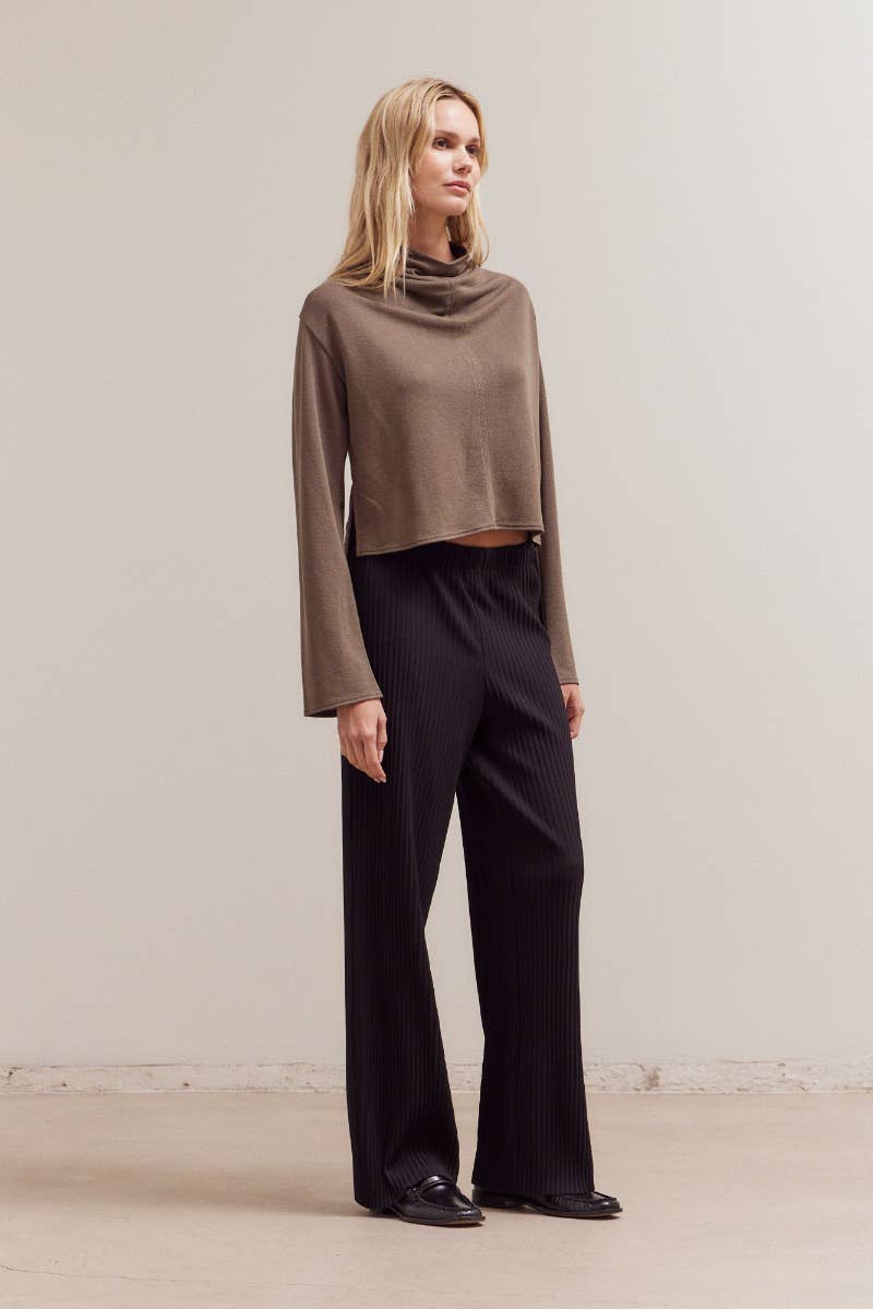 Cowl Neck Loose Top - Tapenade