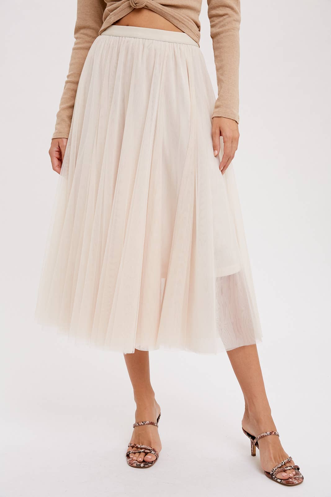 Tulle Midi Skirt - Shell