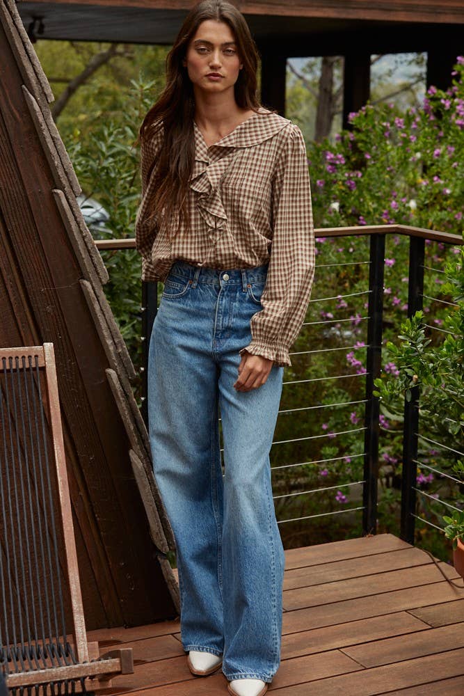Gingham Ruffle Blouse