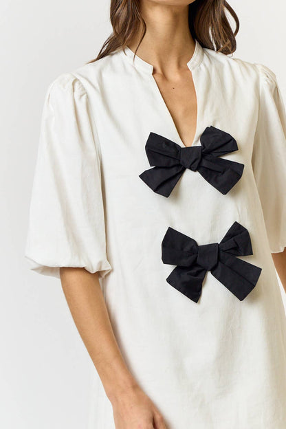 Bow Tie Linen Mini Dress