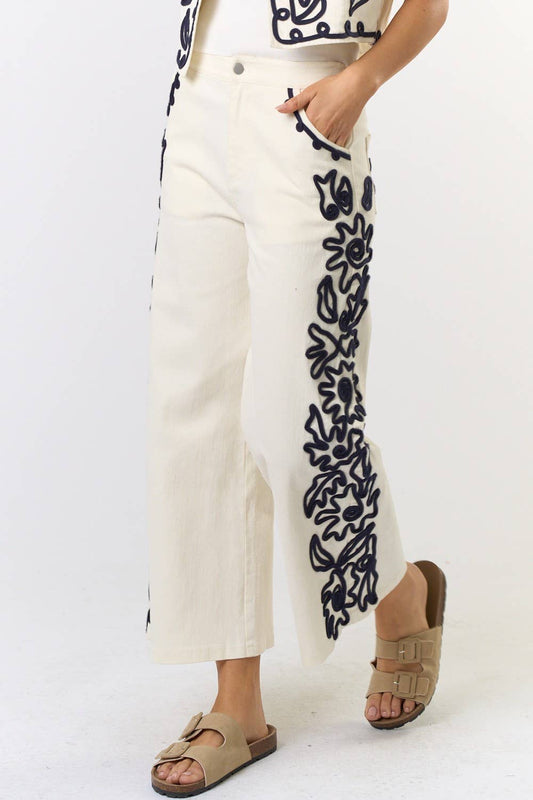 Cord Detail Denim Pant