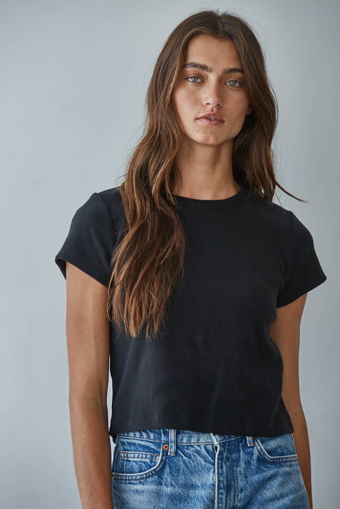 Cotton Round Neck Shirt - Black