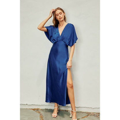 Like Butter Satin Blouson Maxi Dress